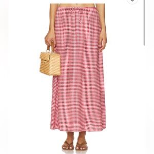 WeWoreWhat Tie Waist Red Checkered Skirt